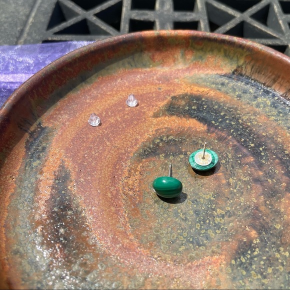 handmade malachite gemstone earrings - Picture 3 of 3